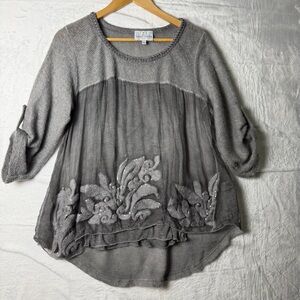 Belle France Italy Womens size Large - Layered Sweater Silk Mohair Sequins